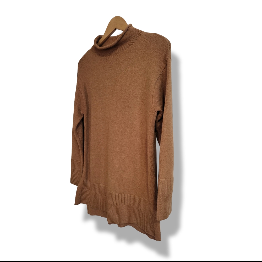 🌿Moth by Anthropologie Tan Oversized Mock Neck Sweater XS Boho Chic - Picture 4 of 12